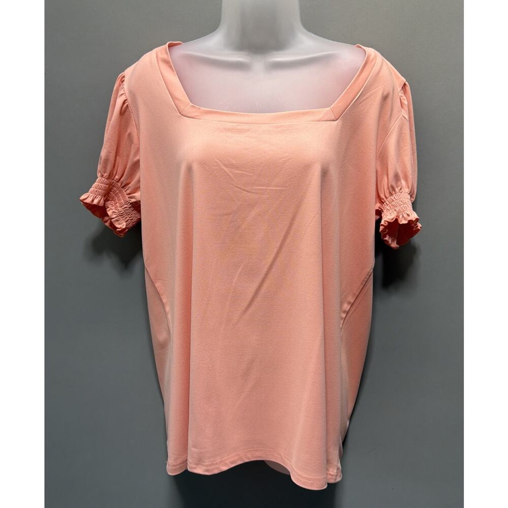 Misifi Coral Square Neck Puff Sleeve Top L Smocked Ruffle Cuff NWT